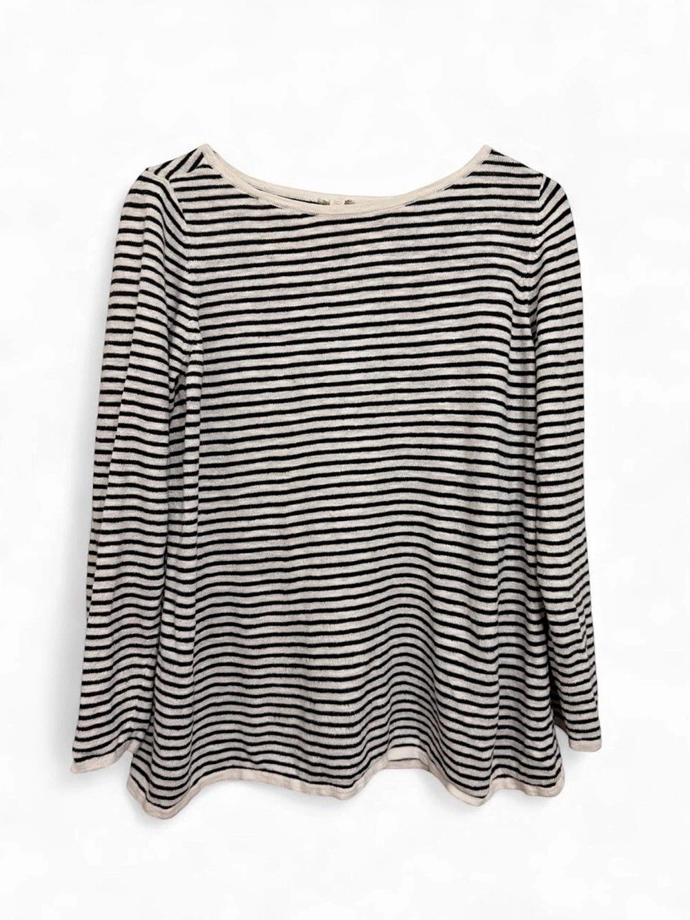 Eileen Fisher Striped Long Sleeve Top in Black & Cream Size 1X Plus size